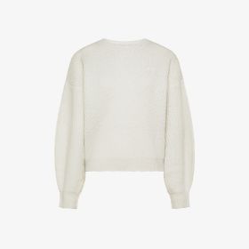 Maglia lurex in lana a coste bianco panna