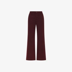Pantaloni flare in gabardina di cotone viola prugna