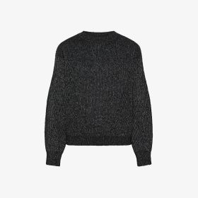 Maglia lurex in lana a coste nero