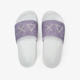 White/lilac rhinestone slides
