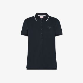 Polo in piquet di cotone blu navy