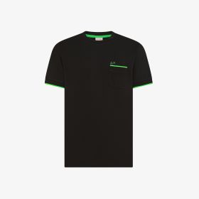 Black cotton piqué T-shirt