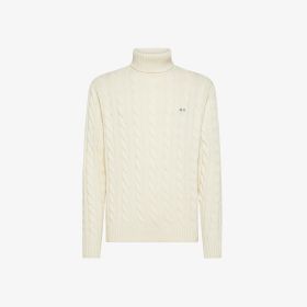 Maglia dolcevita in misto lana a trecce bianco panna