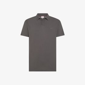 Polo in piquet di cotone nero inchiostro