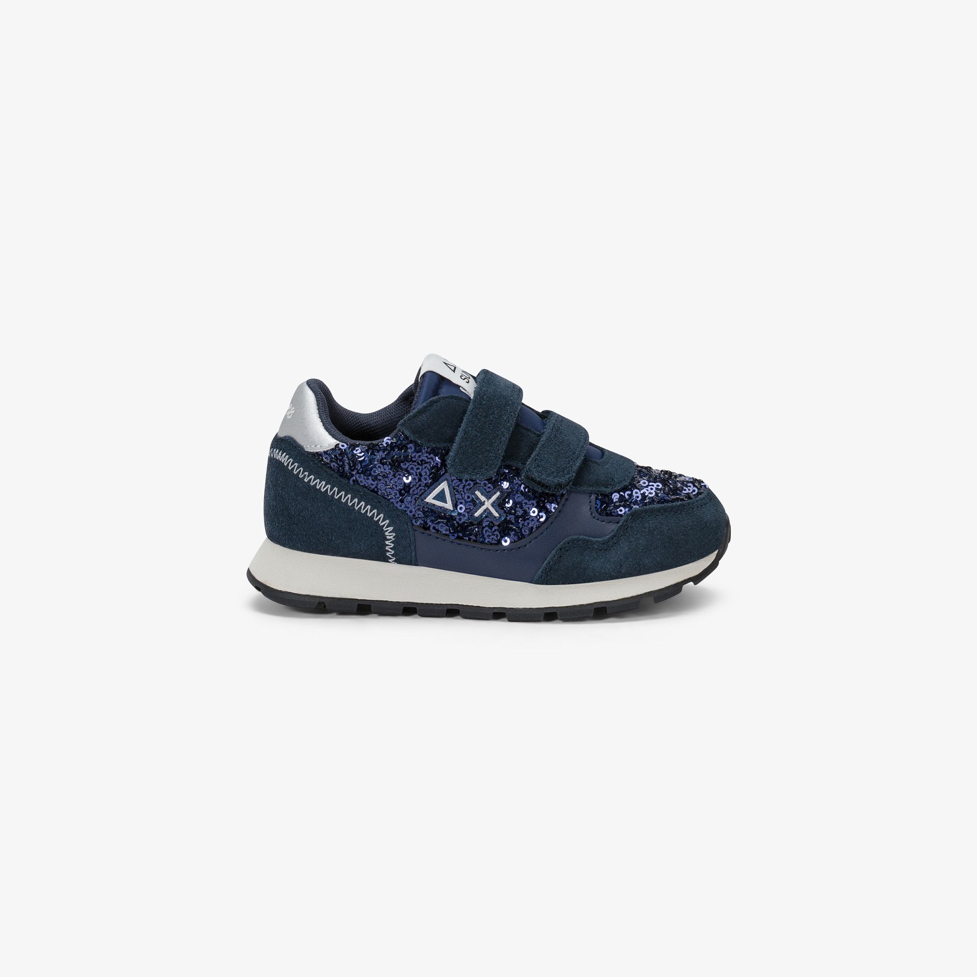 Sneaker Girl's Ally in suede con paillettes navy blue