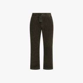 Dark military green cotton corduroy chino trousers