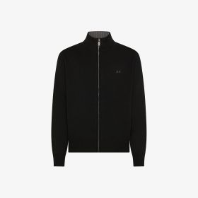 Black cashmere blend zip cardigan