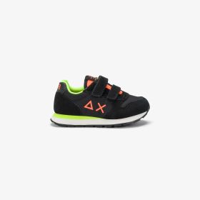 Sneaker Baby Boy's Tom Fluo in nylon e suede nero