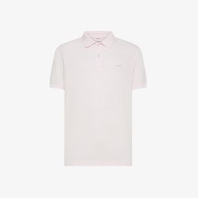 Polo con ricamo sul petto in cotone rosa
