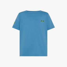 T-shirt in jersey di cotone blu avio