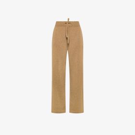 Pantaloni in lana e cashmere cammello