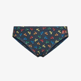 Navy blue/red printed swim briefs