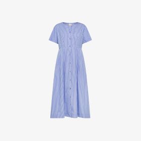 Light blue/off white striped cotton shirt dress