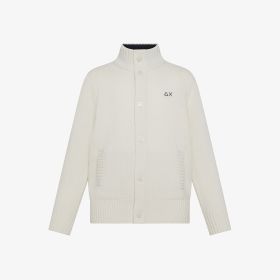 Cardigan in lana e cashmere bianco panna