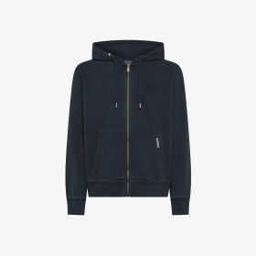 Navy blue cotton fleece zip hoodie