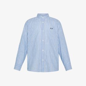 Camicia in lino a righe azzurro/bianco