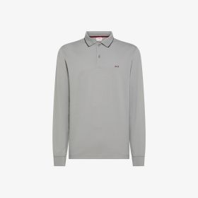 Polo in piquet di cotone con logo grigio medio