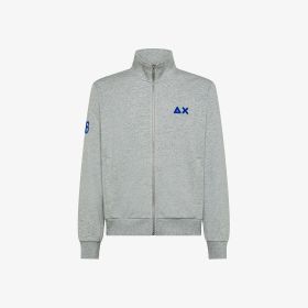 Light grey cotton zip sweatshirt with logo