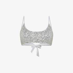 Top mare con paillettes argento