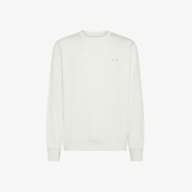 Felpa girocollo in cotone bianco panna