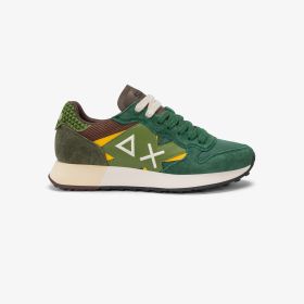 Dark green Jaki Winter nylon and suede sneaker