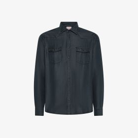 Stone beige denim shirt