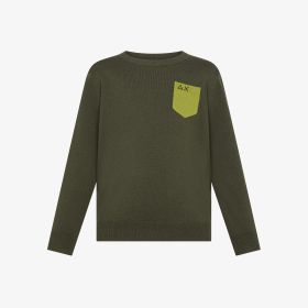 Maglia in cotone e lana con taschino militare scuro