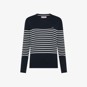 Navy blue/off white striped cotton jumper