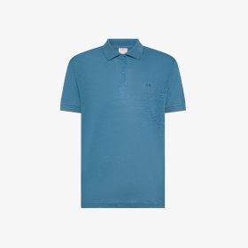 Polo in jersey di lino blu avio