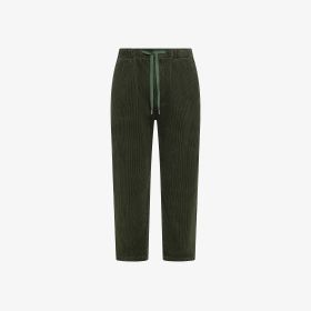 Pantaloni chino in velluto con coulisse militare scuro