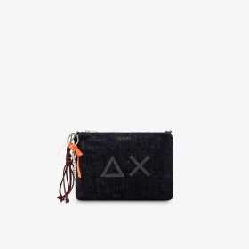 Pochette in velluto con charms navy blue