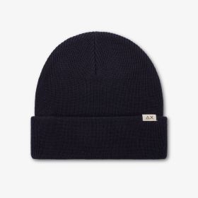 Berretto beanie in misto lana a costine navy blue