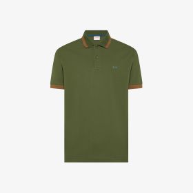 Dark green short-sleeved cotton polo