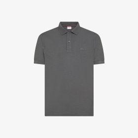 Polo con ricamo sul petto in cotone nero inchiostro