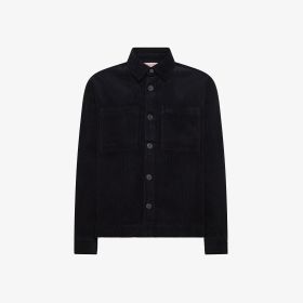 Navy blue cotton velvet overshirt