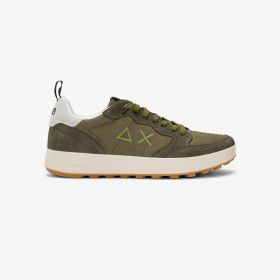 Sneaker Genius in nylon e suede verde militare