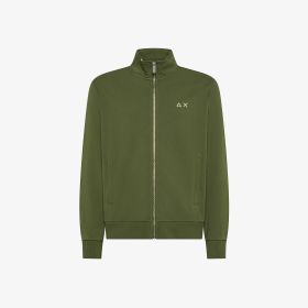 Felpa in cotone con zip verde scuro