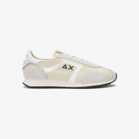 Sneaker Easy Runner in suede e nylon bianco panna
