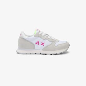 Sneaker Girl's Ally Solid in suede e nylon bianco/fucsia fluo