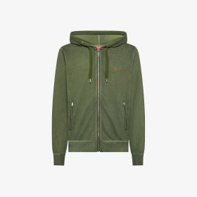 Dark green cotton fleece zip hoodie