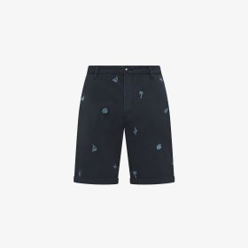 Bermuda chino in cotone con ricami blu navy