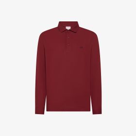 Bordeaux cotton polo shirt with long sleeves