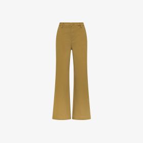 Pantaloni flare in gabardina di cotone beige scuro