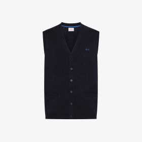 Gilet in lana e cotone navy blue