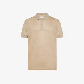 Polo in jersey di lino grigio stone