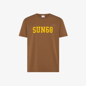 T-shirt in cotone con logo marrone cacao