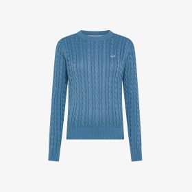 Avio blue cotton cable-knit jumper