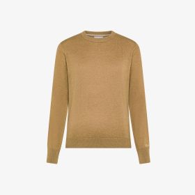 Maglia girocollo in lana e cotone cammello