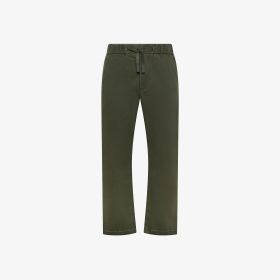 Dark military green cotton gabardine chino trousers