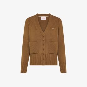 Cardigan in filato di lana e cashmere marrone deserto